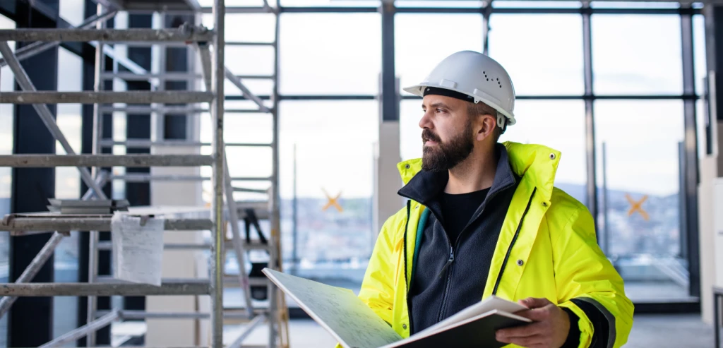 Man in hard hat on construction site